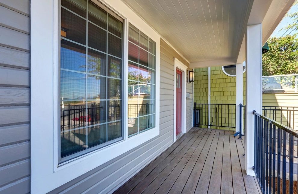 A porch with a view of the outside.