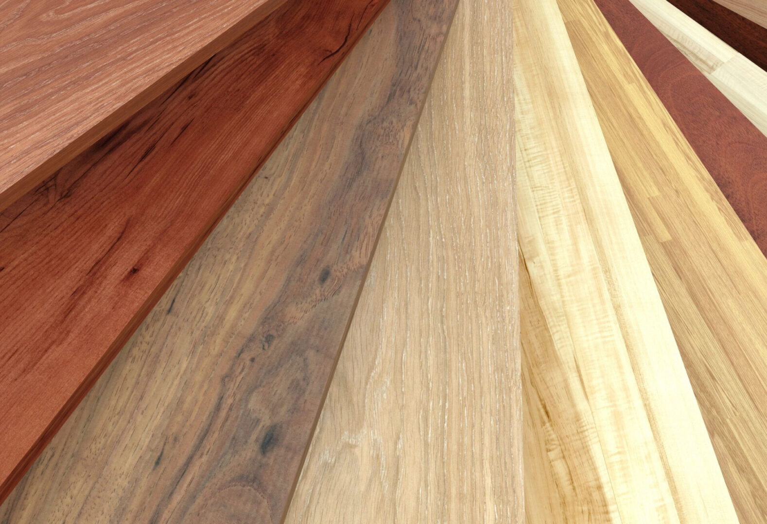 A close up of different types of wood